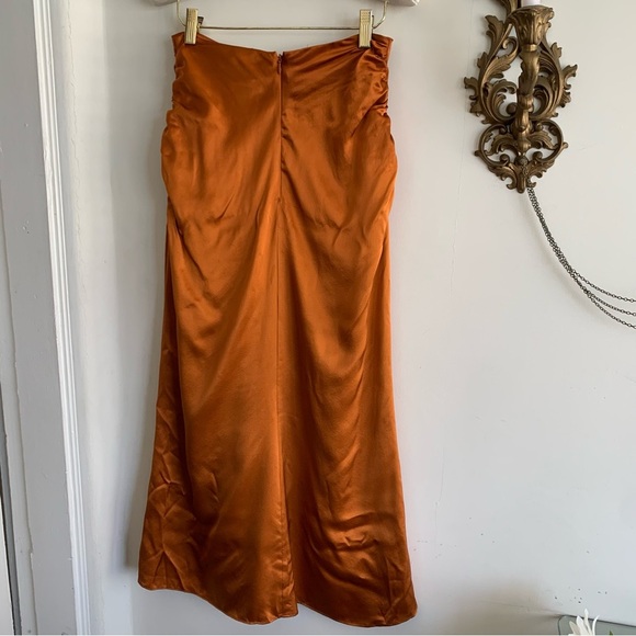 NICHOLAS ORANGE SILK MIDI SKIRT - Picture 10 of 16